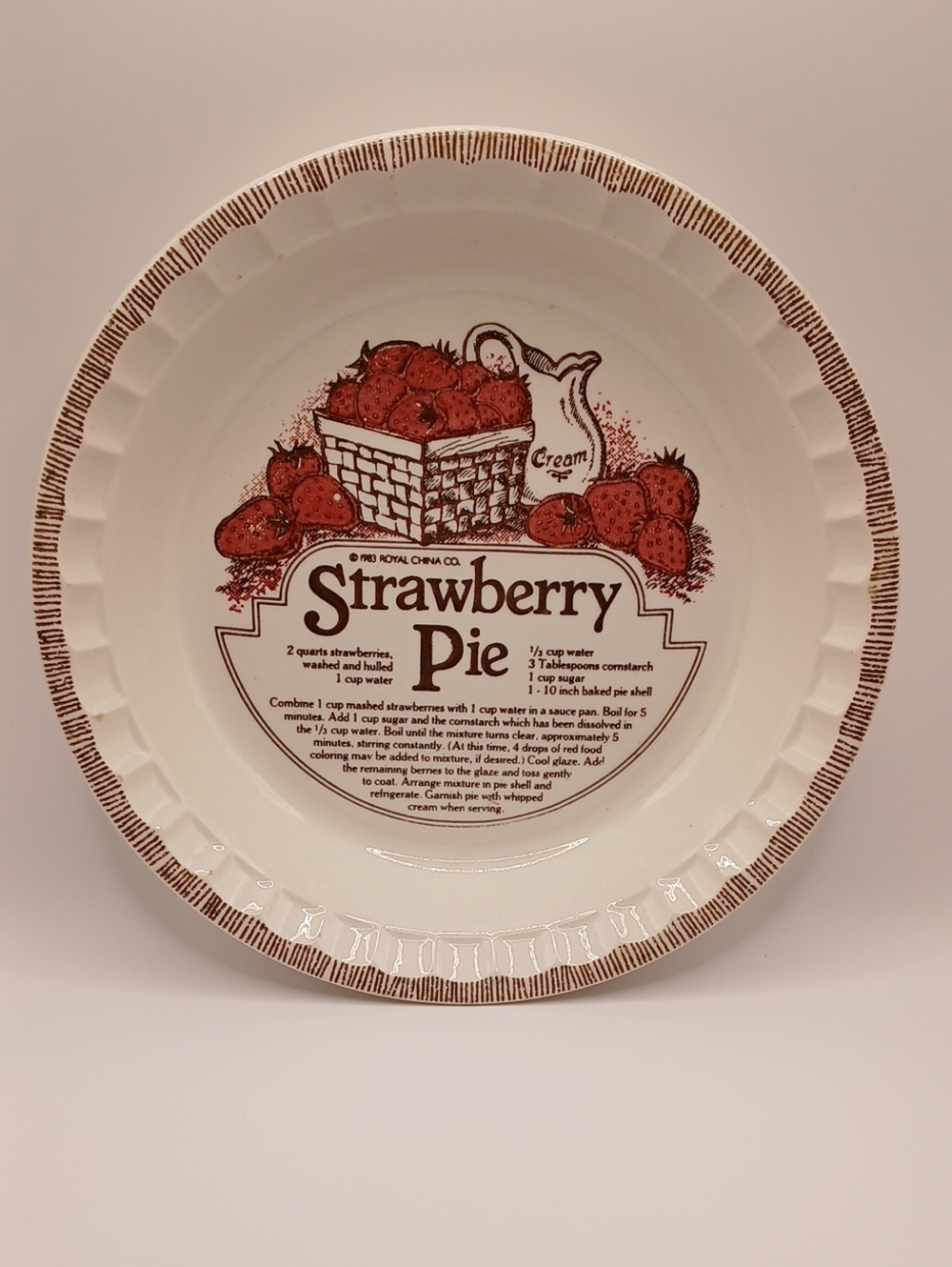Vintage Strawberry Pie Plate w/ Recipe Royal China Co.
